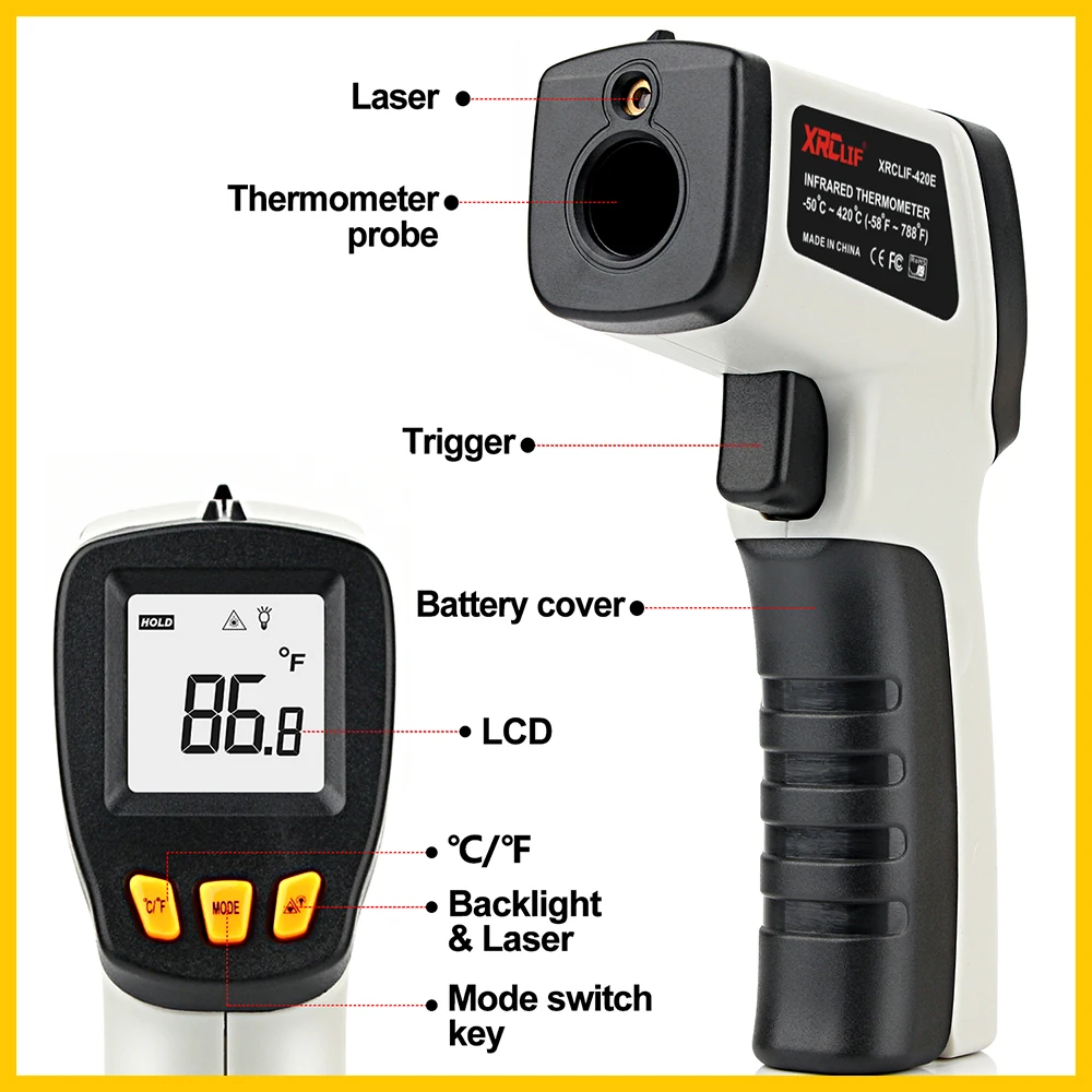 XRCLIF Termometro a infrarossi - Industrial Infrared Laser recensione e prezzo